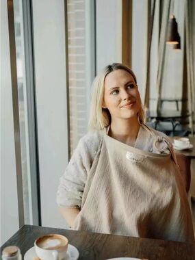 Neutral Beige Nursing Cover with Lightweight Draping
